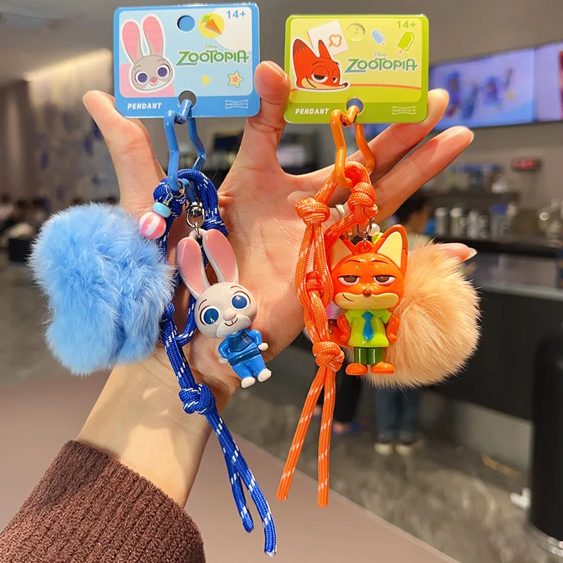 

2026 New Disney Zootopia Official Judy and Nick Character Car Keychain Plush Toys Car Keychains Decorative Accessories