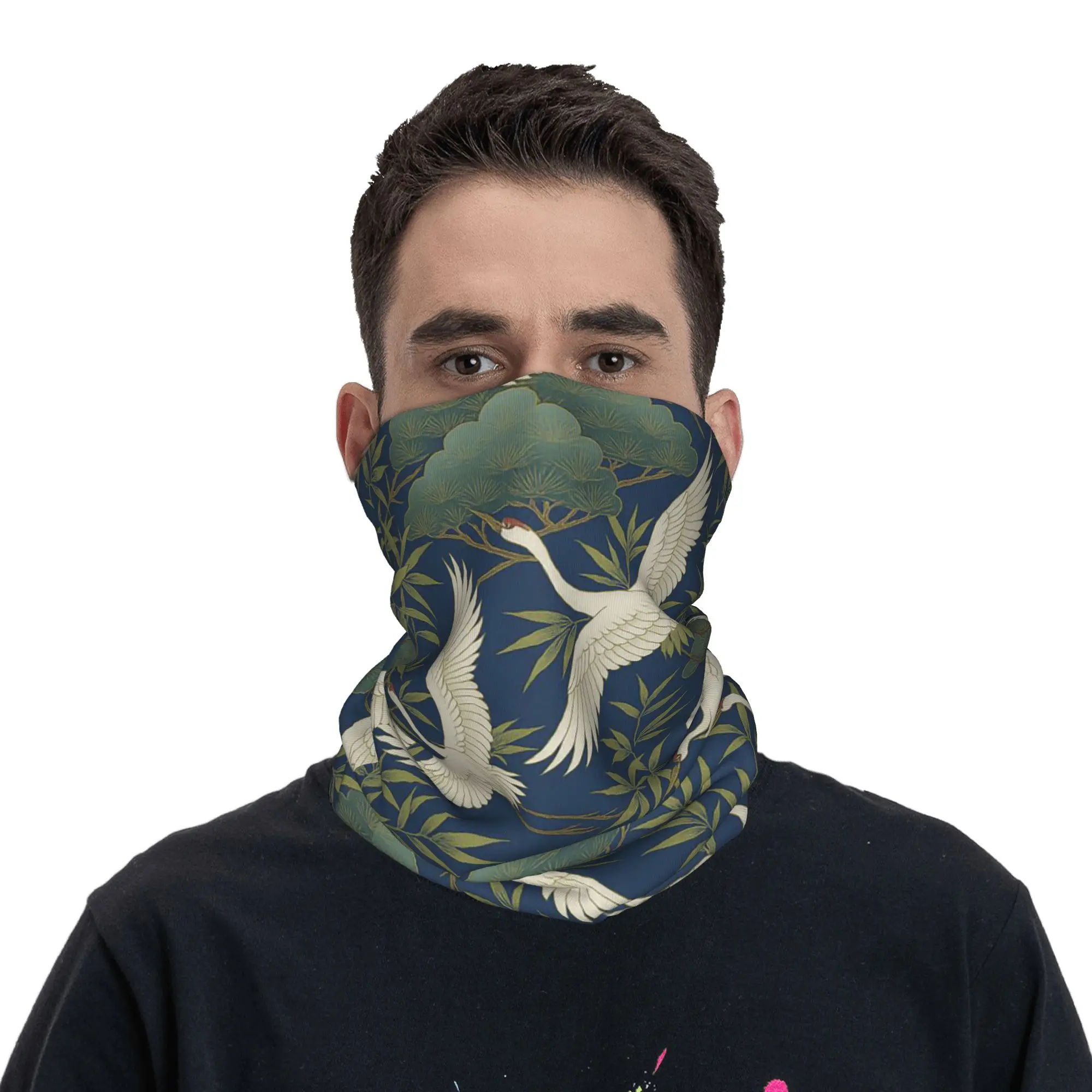 Red-Crowned Crane Bandana Neck Cover Printed Face Scarf Headwear Riding For Men Women Adult Windproof