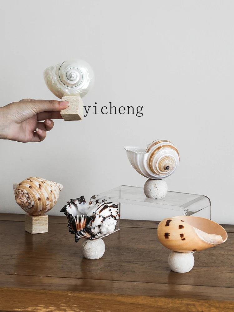 

TWR marble travertine ornament shell conch decoration creative jewelry tray