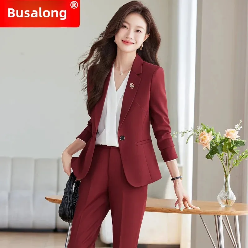 2024 New Women's Long Sleeve Professional Western-Style Busalong Suit Trousers Formal Workwear China Mainland Origin