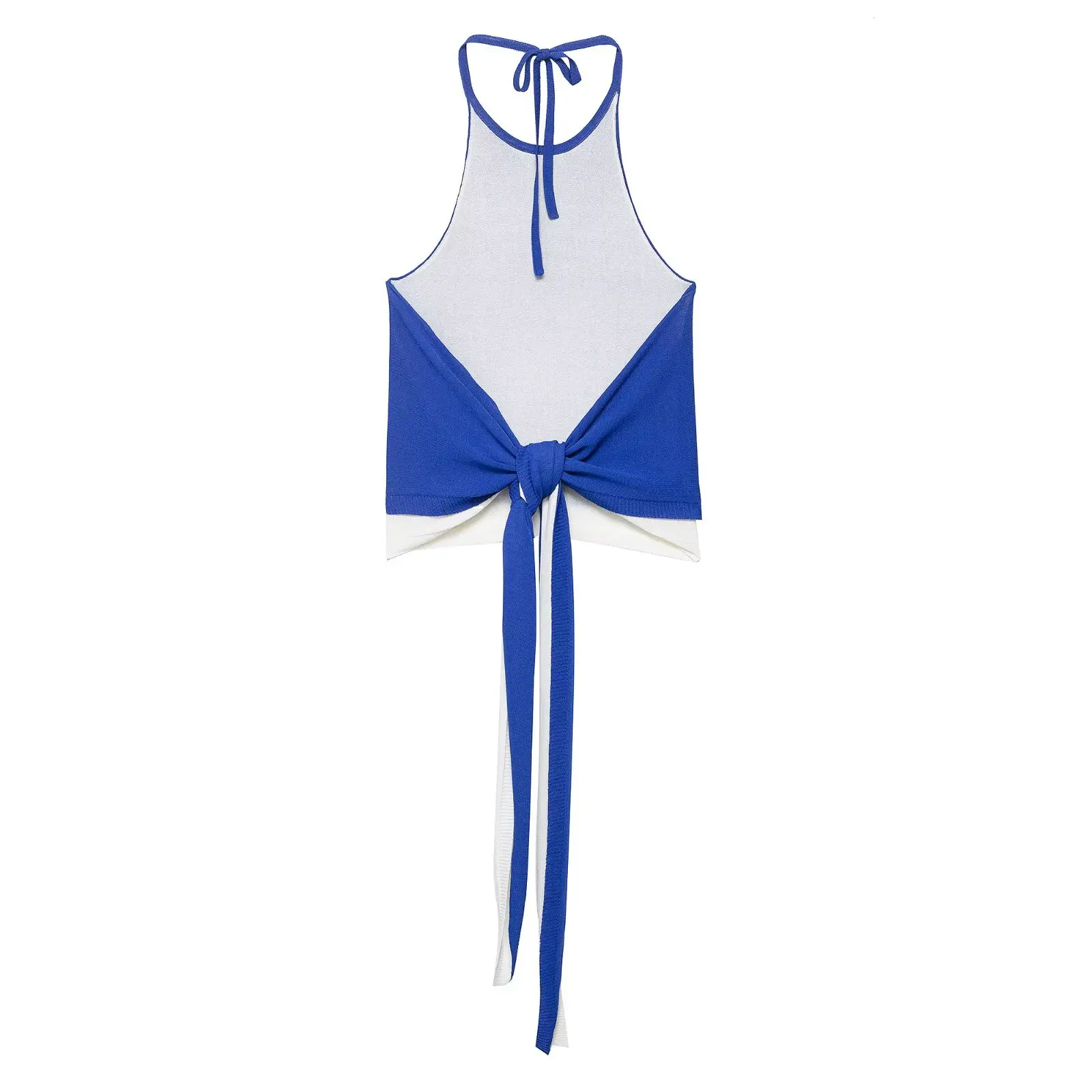 MYST&ZA2025夏新作 レディース エレガント ダブルニット バックレス ホルターネック トップス ストレートスカート付き