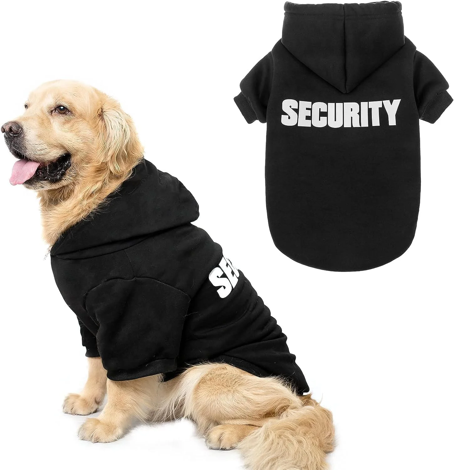 Casual Pet Dogs Hoodie Sweatshirt SECURITY Printed Dog Clothes Cat Coat Jacket Puppy Apparel Black