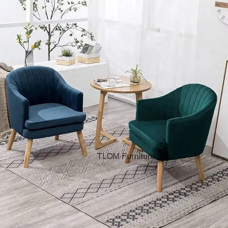 Luxuriöser Sessel für Wohnzimmer, Leichter Moderner Einzelsofa-Stuhl, Balkon-Freizeitstuhl aus Massivholz, Schlafzimmer-Möbel, Kleines Sofa Y