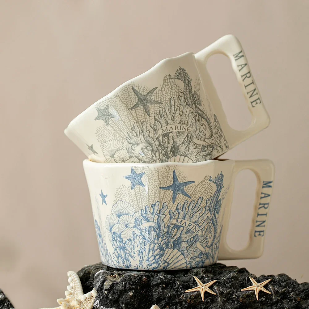 Light Luxury Nordic Style Ceramic Mugs Delicate Handgrip Restaurant Homehold Drinkware Afternoon Tea Milk Coffee Mug Cups