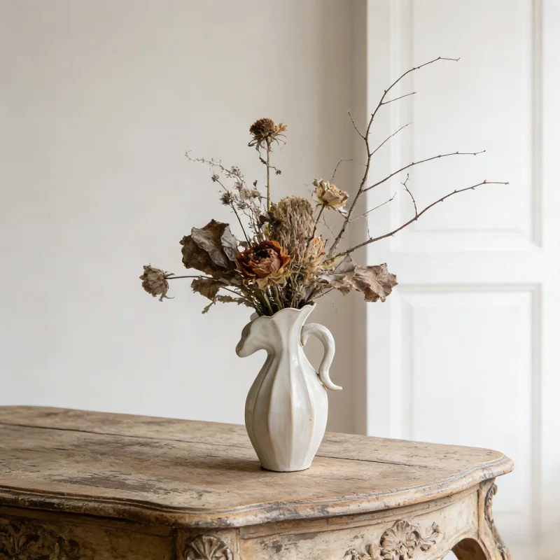 Nordic Cream Style Modern Ceramic Vase Decoration Fresh and Dried Flower Container Home Art Decor
