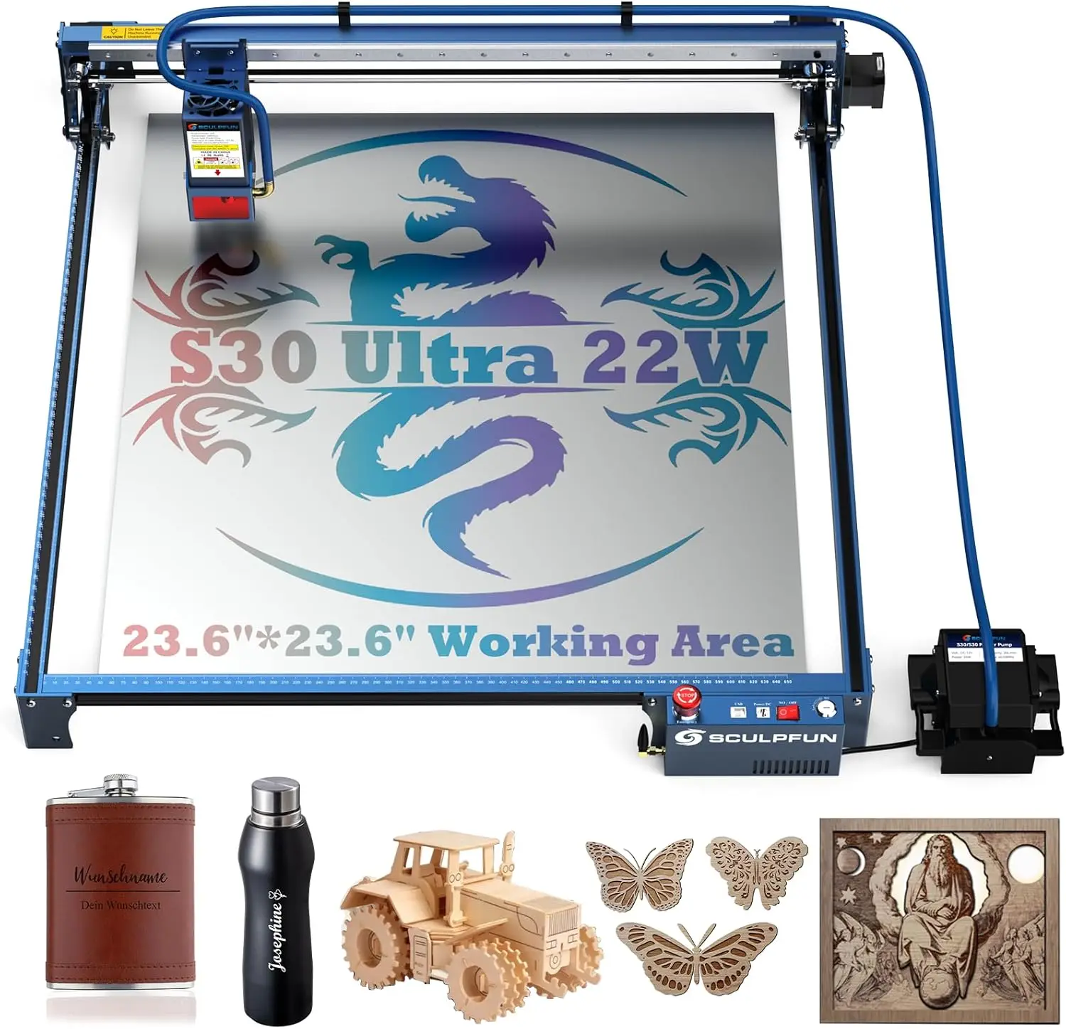 

S30 Ultra 22W High Accuracy CNC Large Diode Lazer Engraver 3D Playwood Laser Cutting Machine for Small Business