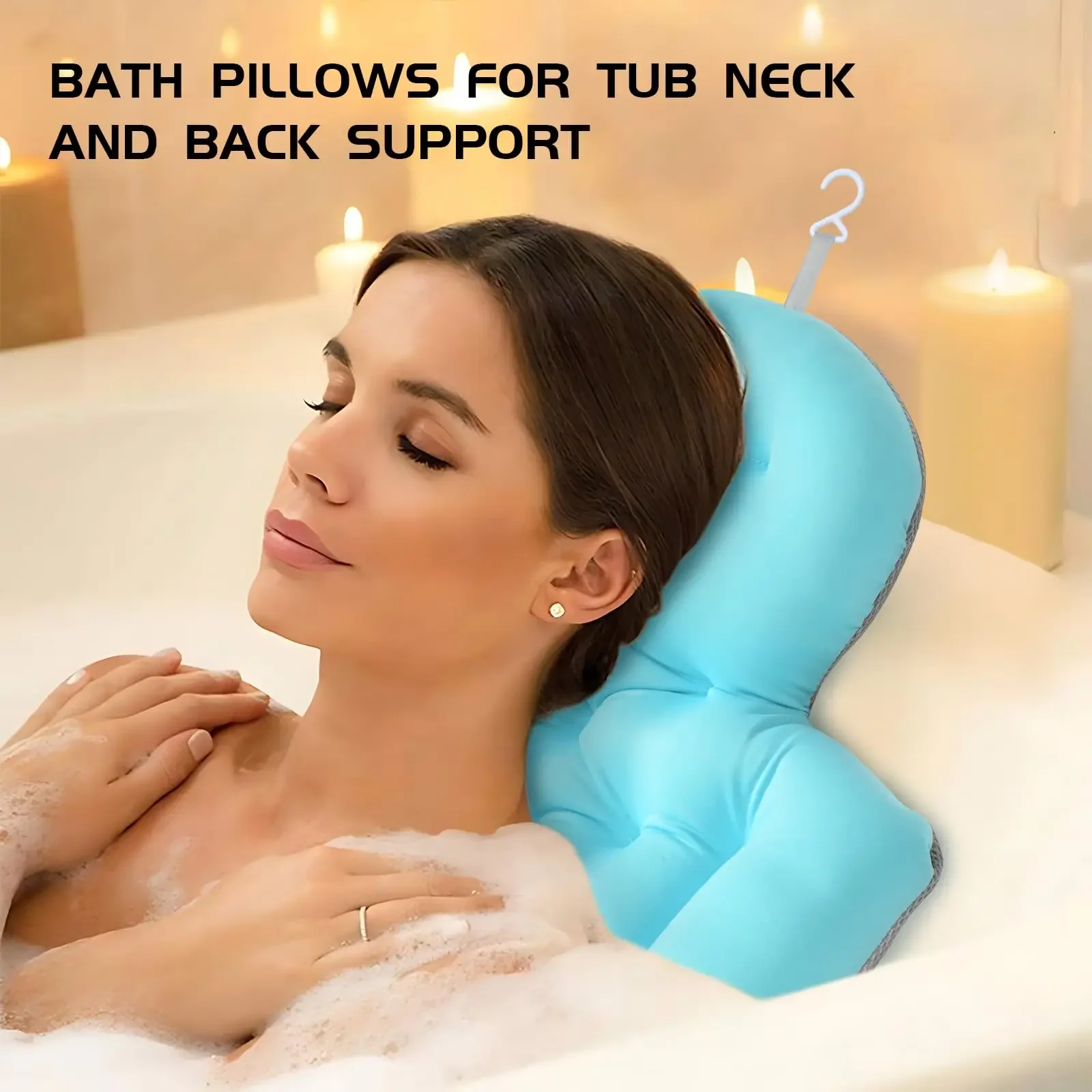 1pcs Full Body Bath Cushion Bath Pillow Bath Pillows Suction Cups Spa Bathtub Pillow for Head Neck Shoulder and Back Support