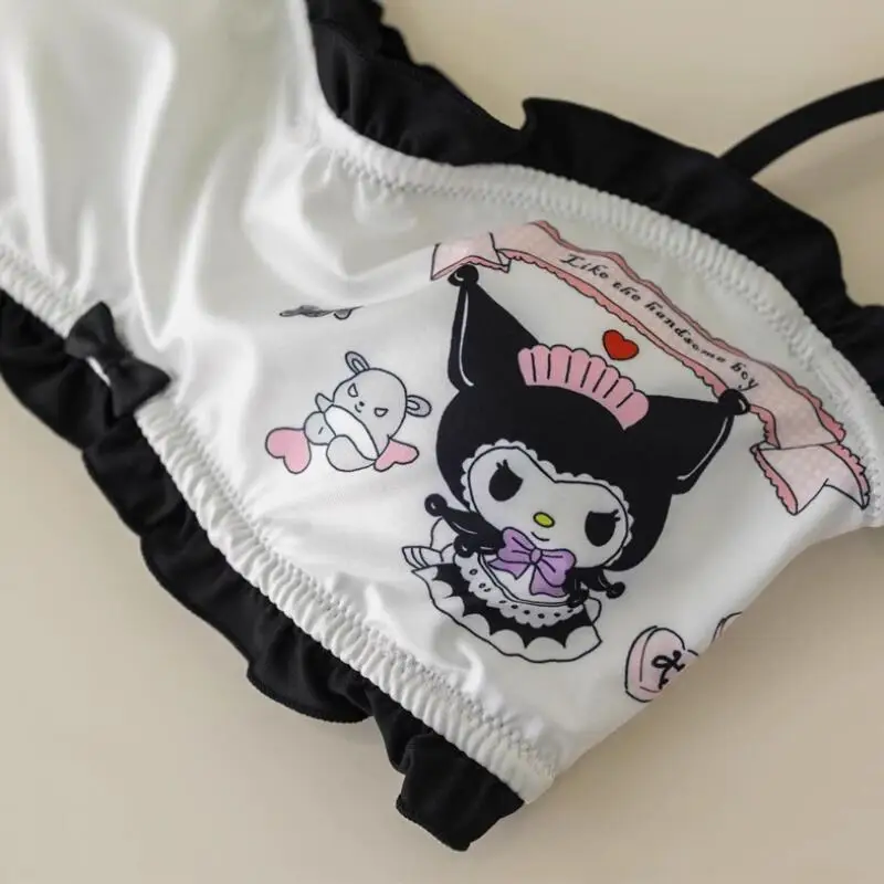 Hot Kawaii Kuromi Women Underwear Set Anime Cotton Small Breasts Thin Bra Underpants Cartoon Student Sweet Girl Fashion clothe