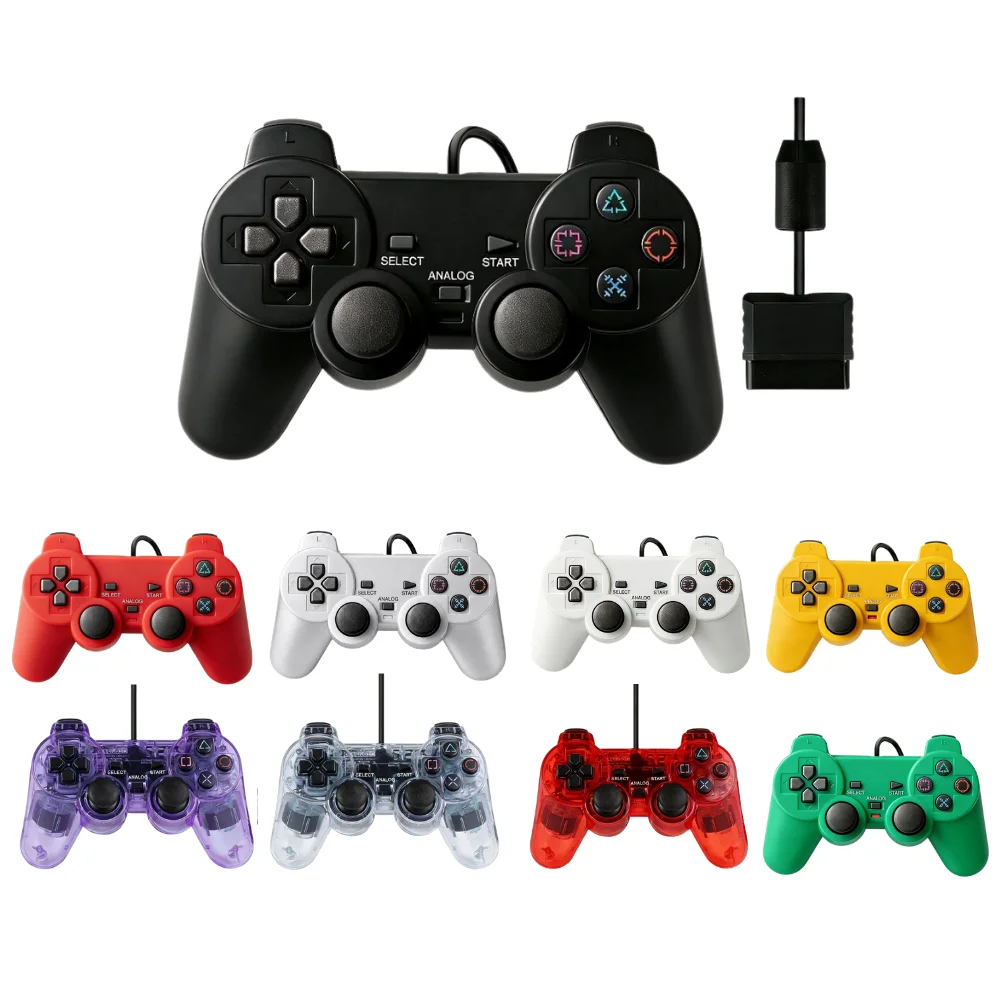 Wired USB Game Controller For PS Transparent P2 Dual Motor Vibration Gamepad Shock Joystick Gaming Controller Accessories