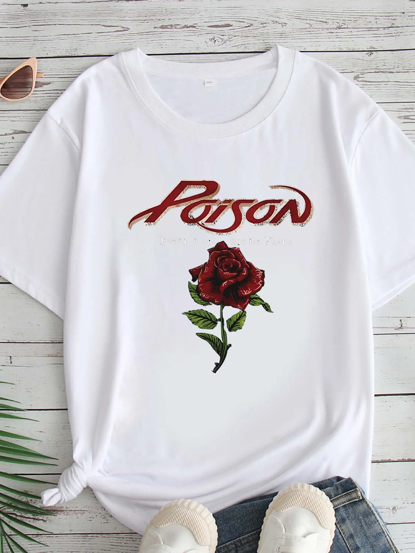 

Women's Large Size Printed round Neck Short Sleeve T-shirt 1-7XL Comfortable Casual Top in European Style
