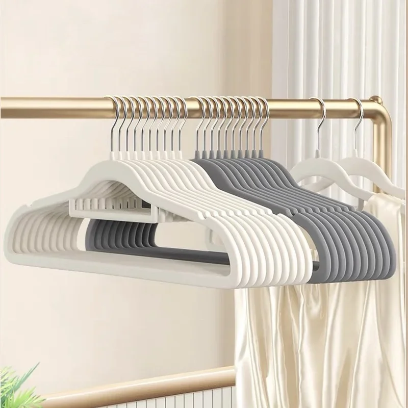 

10/20pcs Velvet Non-Slip Hangers Space Saving Clothes Organizer Dress Hanger Adult Household Clothing Rack Wardrobe Organizers