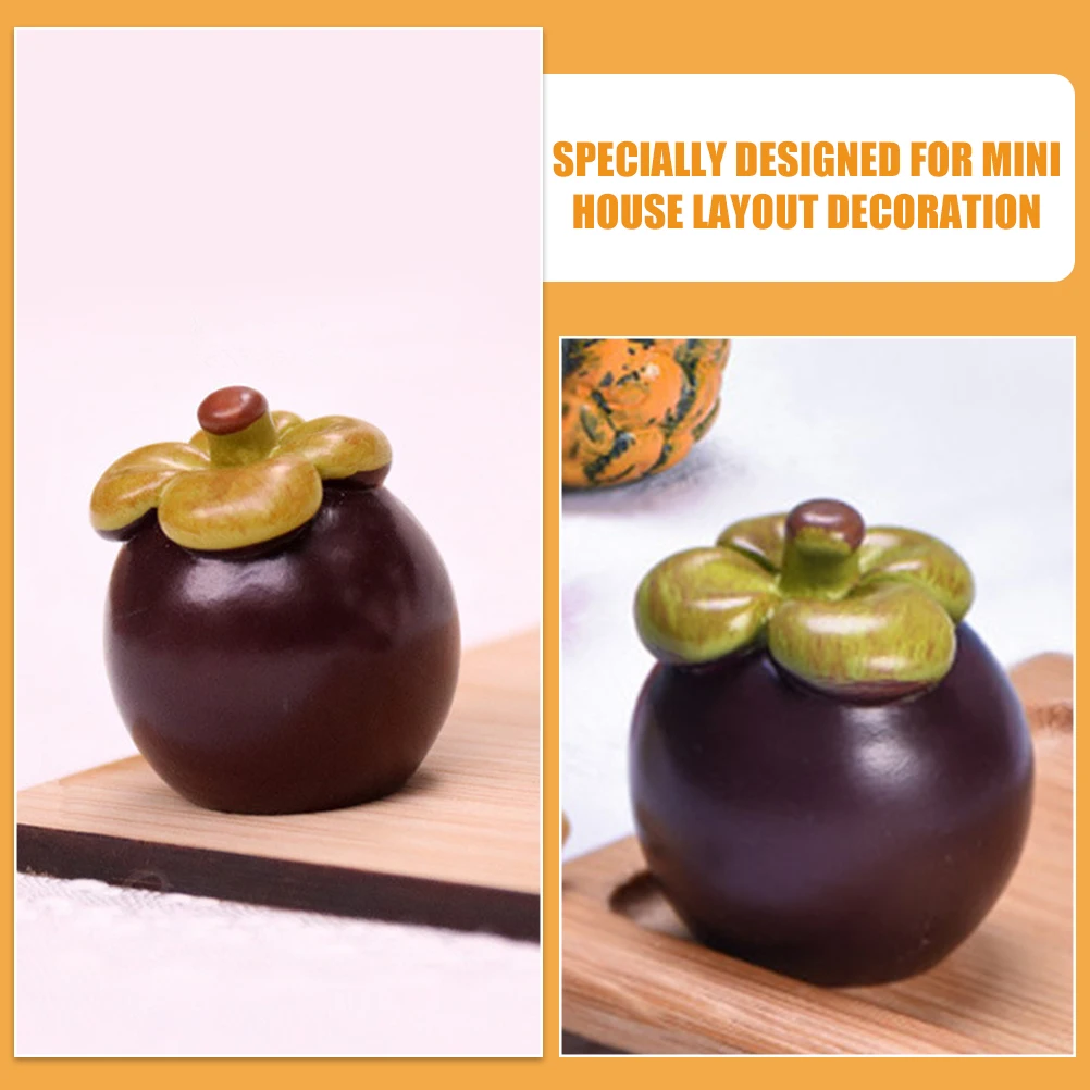 

6pcs Miniature Mangosteen Models Simulation Fake Fruits Decor Resin Artificial House Food Ornament Mini Fruit Decorations