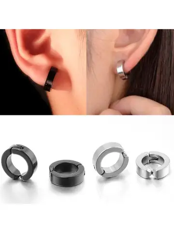 1 pair Fashion Ear Clip Non Piercing Earrings Fake Earrings for Men Circle Round Earring Punk Rock Style Jewelry Gift