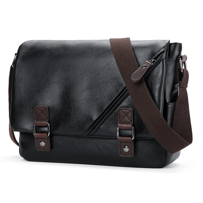 New casual and fashionable men's shoulder bag PU designer men's diagonal cross bag horizontal leather bag business file bag
