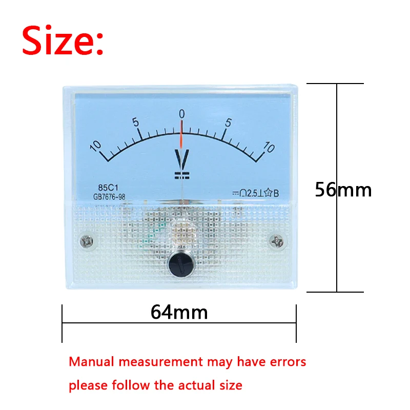 85C1-V Pointer Type DC Positive And Negative Voltmeter 5V10V15V20V30V50V100V150V250V Bidirectional Pointer Meter