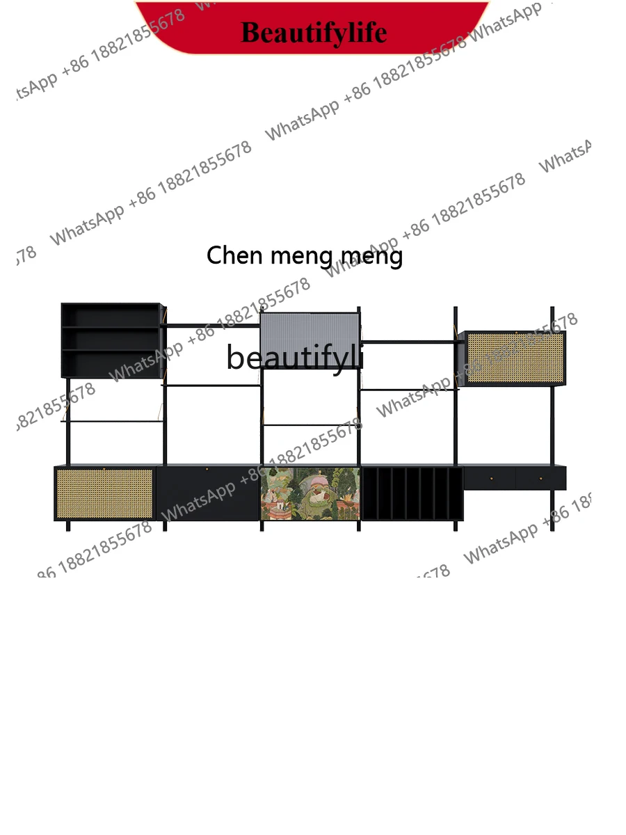 

X Italian Home Living Room Solid Wood Combination Wall-Mounted Storage Cabinet Shelf Kitchen Wall Cupboard Closet