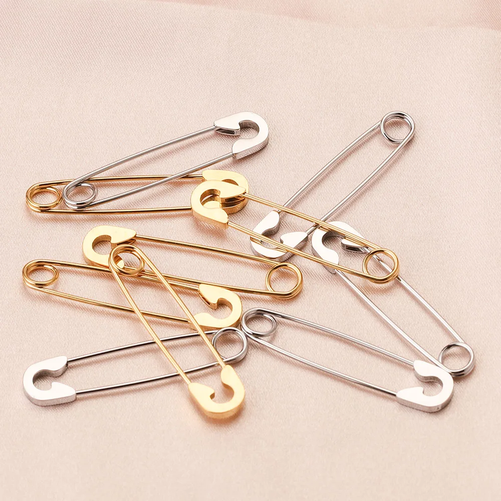 5pcs Stainless Steel Safety Pins Gold-Plate Brooch Badge DIY Pins Jewelry Findings Sewing Craft Making Supplies Accessories