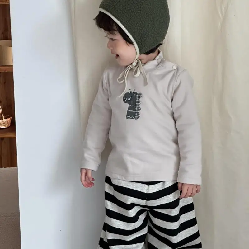 

2025 Winter New Children Fleece T Shirts For Boys Girls Long Sleeve Cartoon Tops Baby Cotton Warm Shirts Kids Casual Clothes