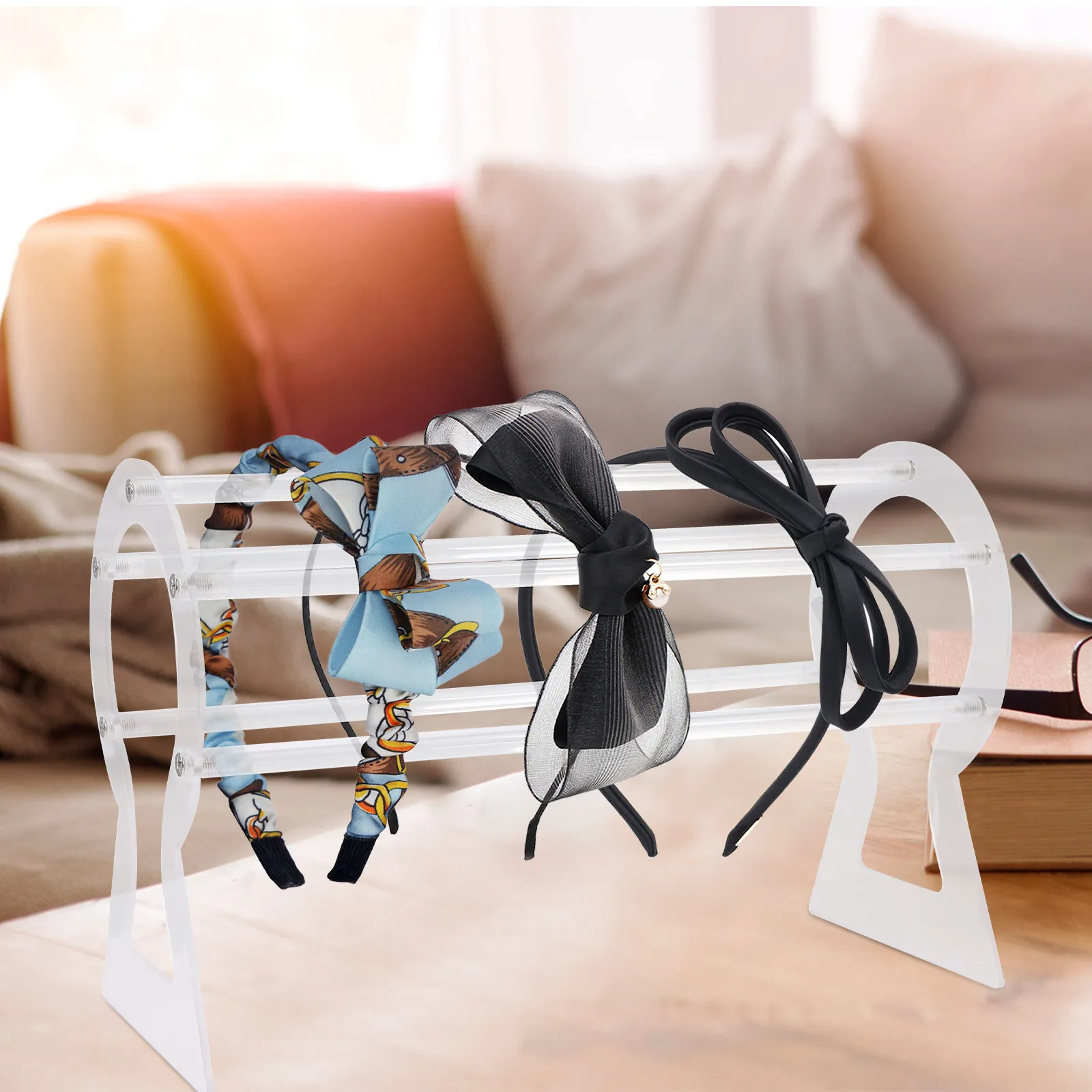 

Акриловая подставка-органайзер для ободков для волос с гладкой поверхностью, для демонстрации и хранения, для магазинов, витрин и туалетных столиков