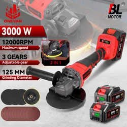Brushless 125MM Electric Angle Grinder 2in1 Polishing 3000W M14 Cordless Cutter Metal Wood Power Tool For Makita 18V Battery Pin