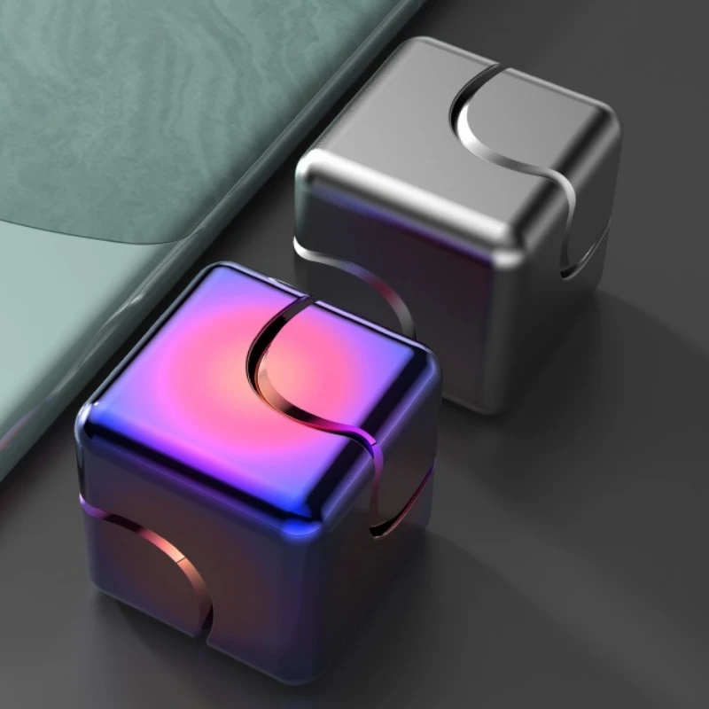 EDC Cube main Fidget Spinner métal toupie pointe doigt gyroscope bureau réduction du Stress jouets Anti anxiété pour les enfants