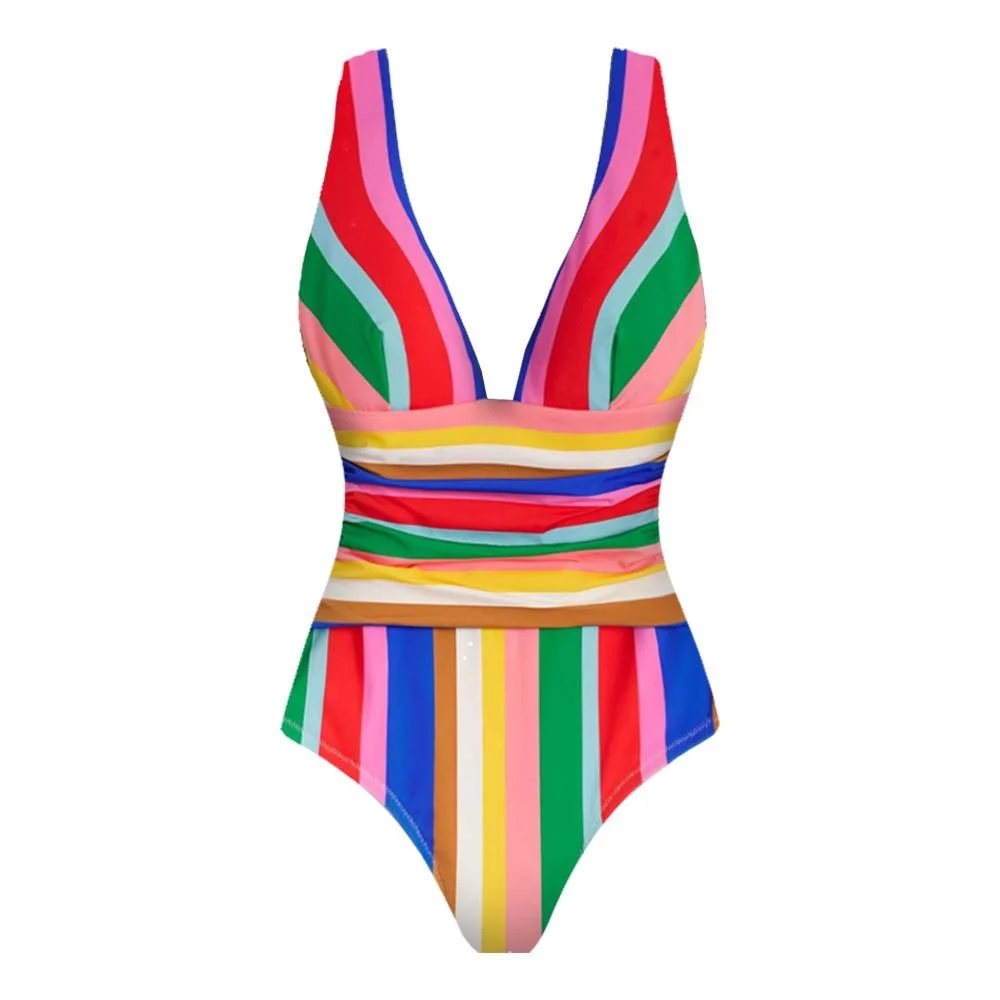 Été nouveau Sle sud France rétro rayures Dopane Vaion maillot de bain Sexy Simple une pièce maillots de bain pour les femmes