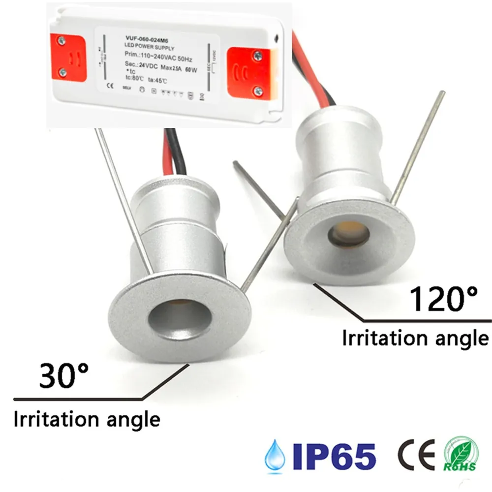 1W  Mini LED Bulb Lamp + Driver Adapter Indoor 15mm Cabinet Spot Lights Ceiling Google Downlight Lighting