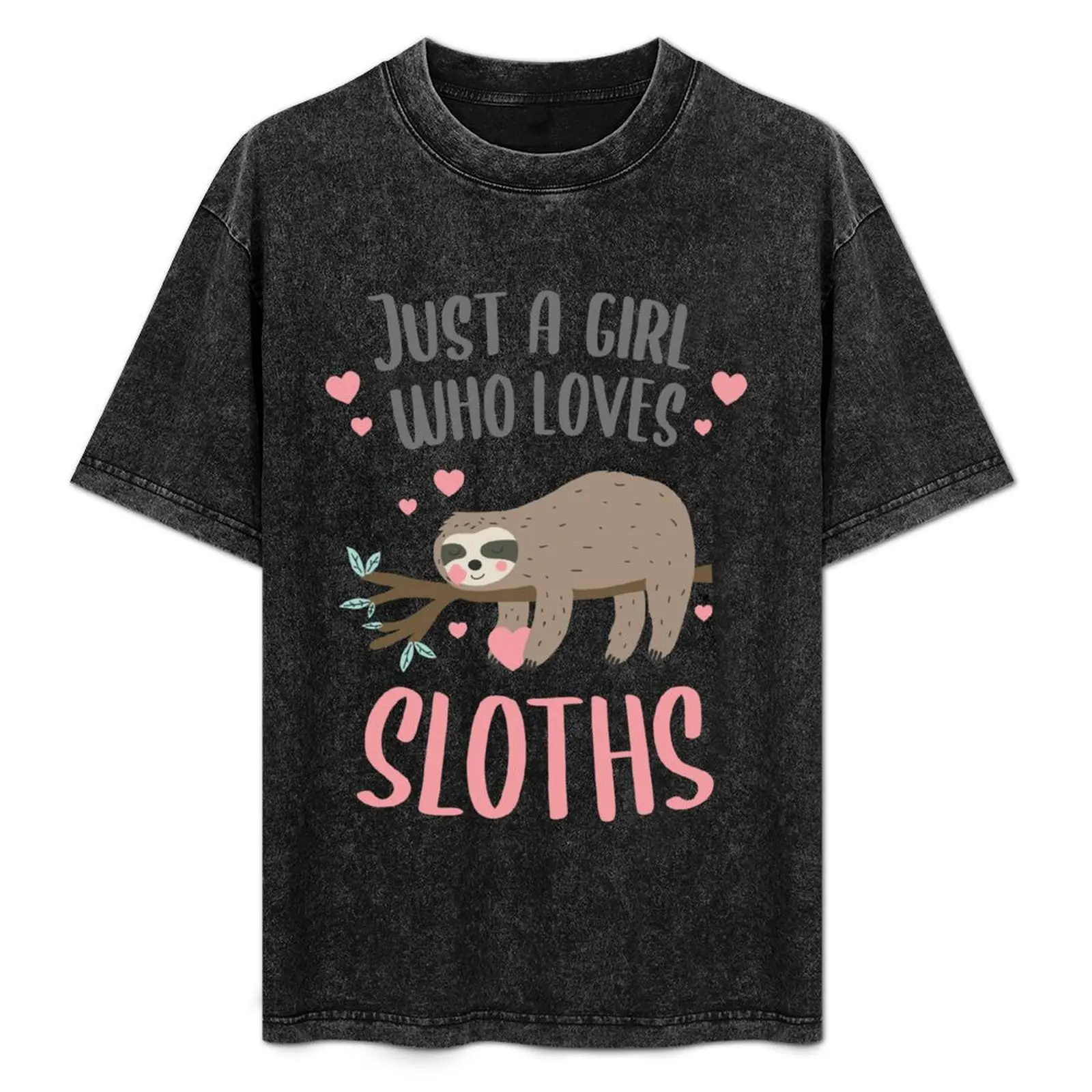 

Just a Girl Who Loves Sloths Gift Girl T-Shirt Basic Solid Color Short Sleeve T-Shirt