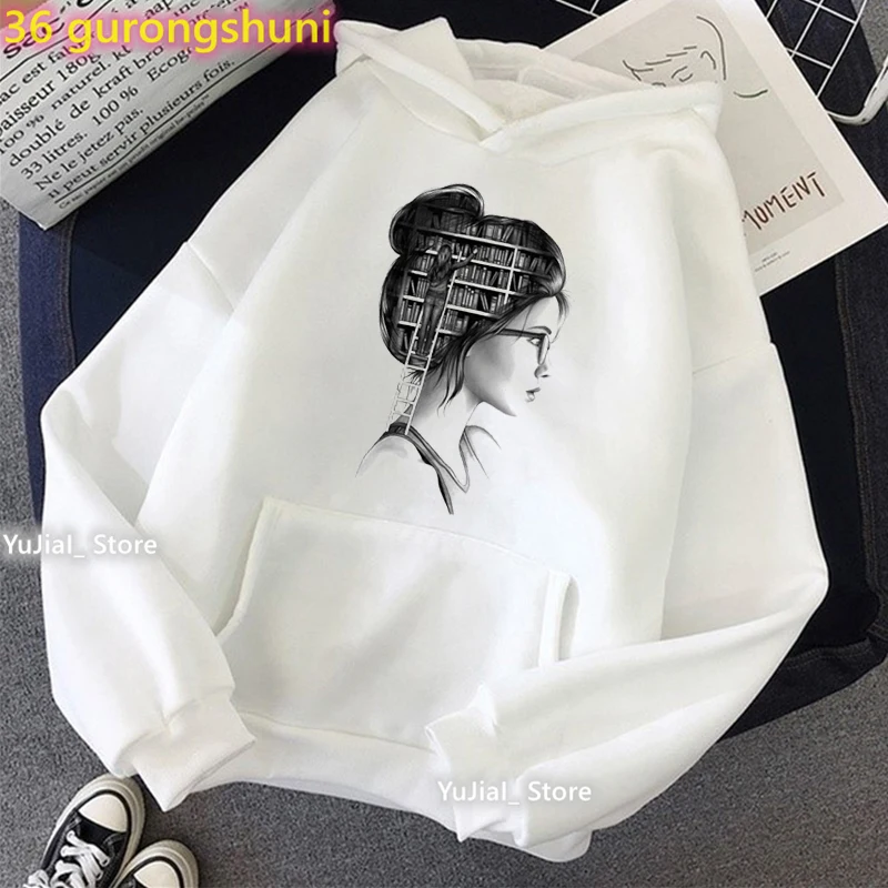 Liebe Lesen Buch Mädchen Gedruckt Hoodies Frauen Kleidung Lustige Melanin Sweatshirt Femme Harajuku Kawaii Oshum Vibes Trainingsanzug