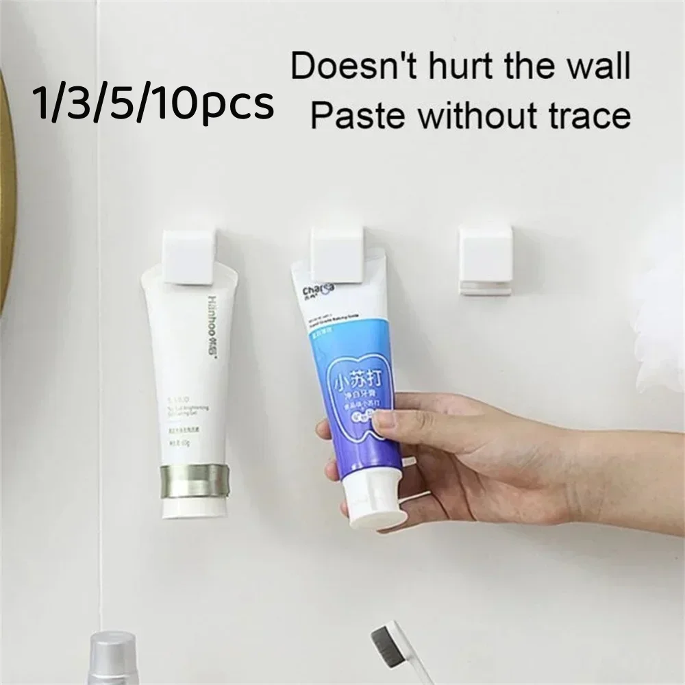 

Wall-Mounted Toothpaste Holder, No Punch Bathroom Organizer, Space-Saving Hook Rack, Bathroom Storage Accessories