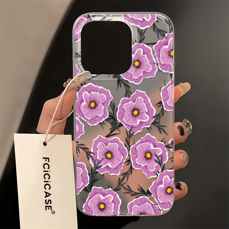 Силиконовый чехол для телефона с цветочным узором Fcicicase для iPhone 16e 15 16 Pro Max 14 13 Mini 15 16 Plus, мягкий матовый чехол из ТПУ