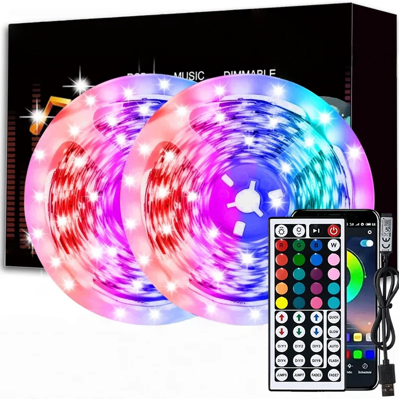 LED Strip Lights Music Sync Color Changing RGB LED Light Smart App & Remote Control Flexible Lamp Tape for Party Room Decor Lamp