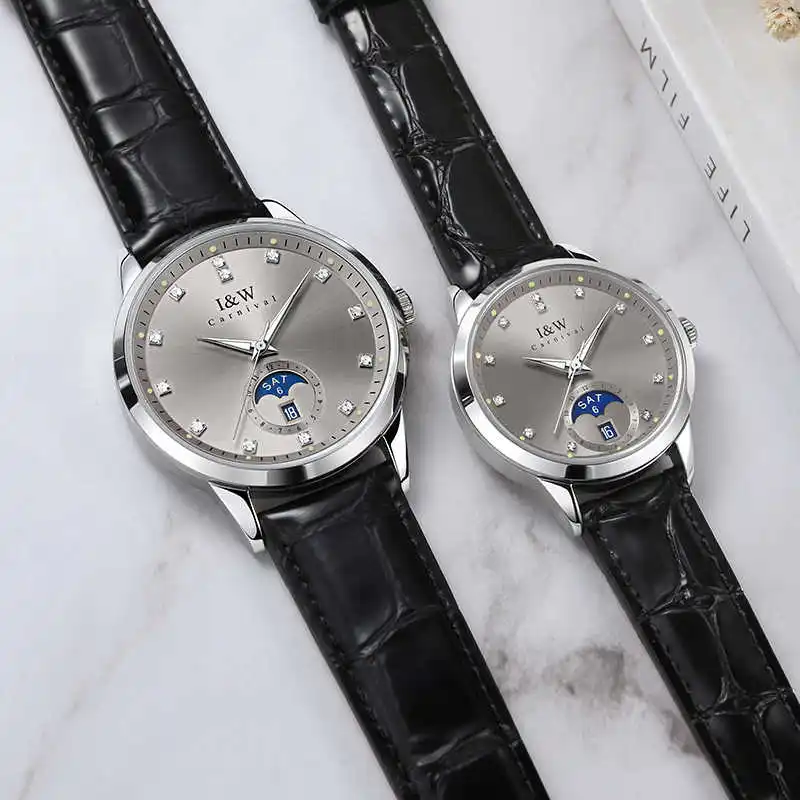 Carnival Brand IW High-End Series Fashion Moon Phases Couple Mechanical Watch Luxury Sapphire MIYOTA Movement Automatic Watches