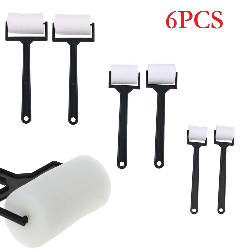 3/6PCS Painting Roller Brush White Sponge Brush Foam Painting Roller Brush For Children Drawing Craft Tool Hand Painting Brush