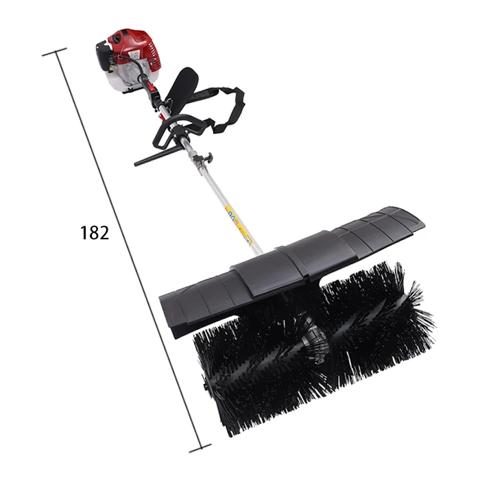 Gasoline Powered Sweeper 52CC 2-stroke engine 1700w Power Brush Walk Behind Lawn Sweeper Outdoor Broom Cleaning Tools