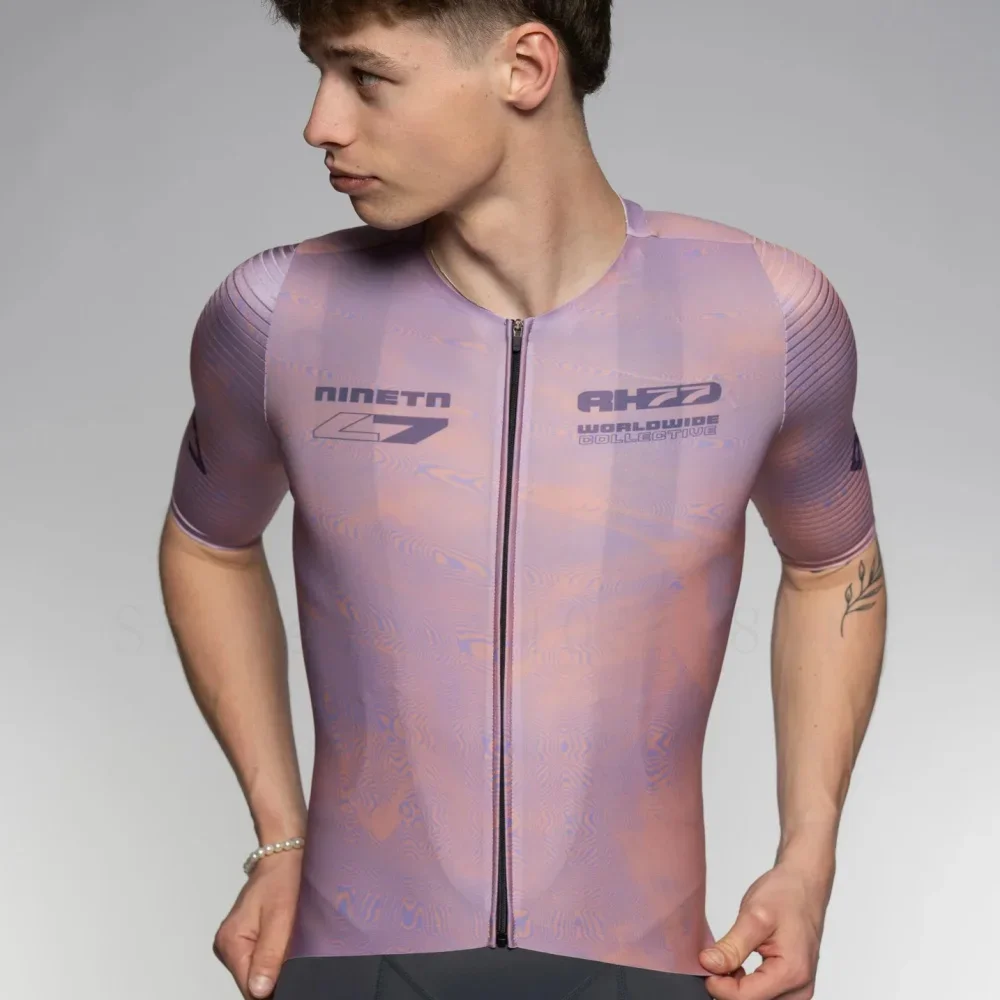 RH77 Midsummer Cycling Jersey for Men MTB Road Bicycle Shirt, Pro Team, Short Sleeve Bike Clothes, High Quality Team Custom Logo