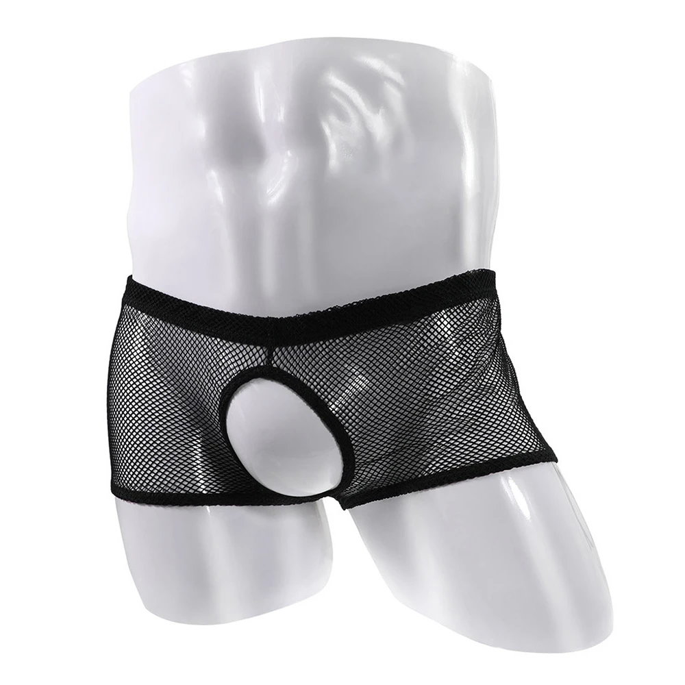 

Men Briefs Men Underpants Interest Jockstrap Lingeries Mesh Open Crotch Quick See Through Sexy Breathable Trunks