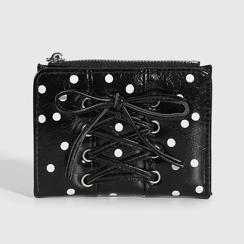 New Zipper Bow Wallet PU Leather Korean Style Short Clutch Wallet Simple Multi Slot Card Holder Wallet for Women