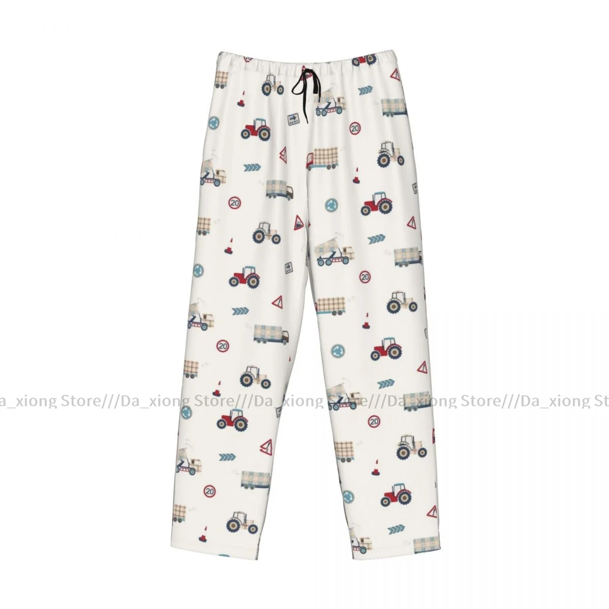 Men's Casual Pajama Sleeping Pants Tractors And Trucks Pattern Lounge Loose Trousers Comfortable Nightwear