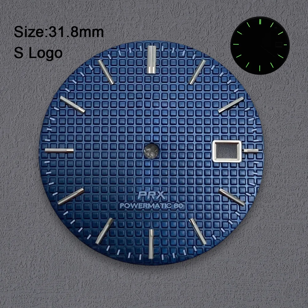 High-Quality 31.8mm S Logo PRX Dial Fit NH35 Automatic Movement Green Luminous Watch Modification Accessories