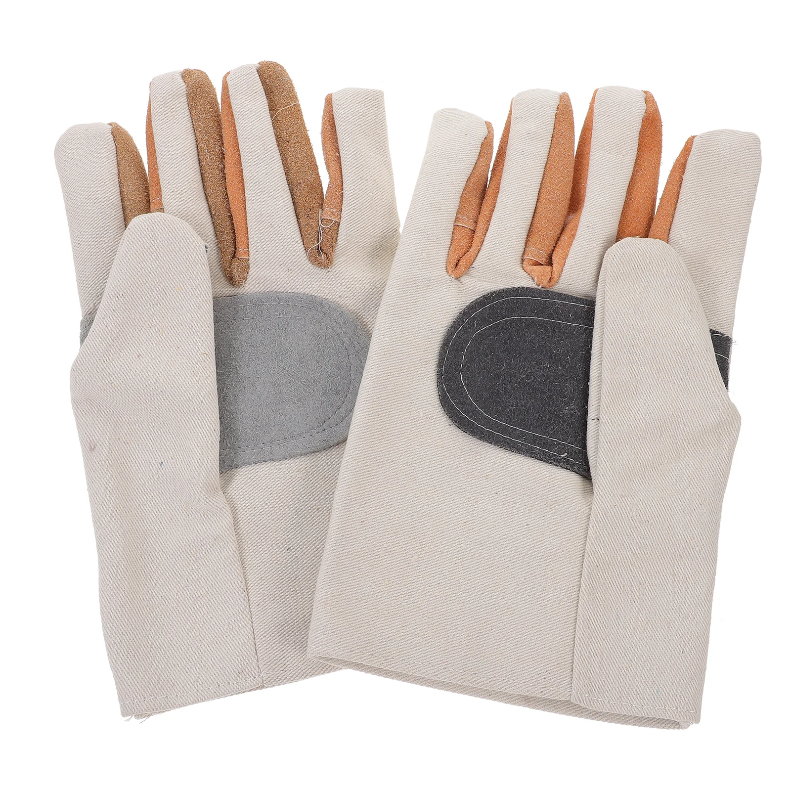 

1Pair Canvas Double-Layer Thick Cowhide Welding Gloves Heat Resistant Heavy Duty Labor Protective Gloves for Industry Outdoor