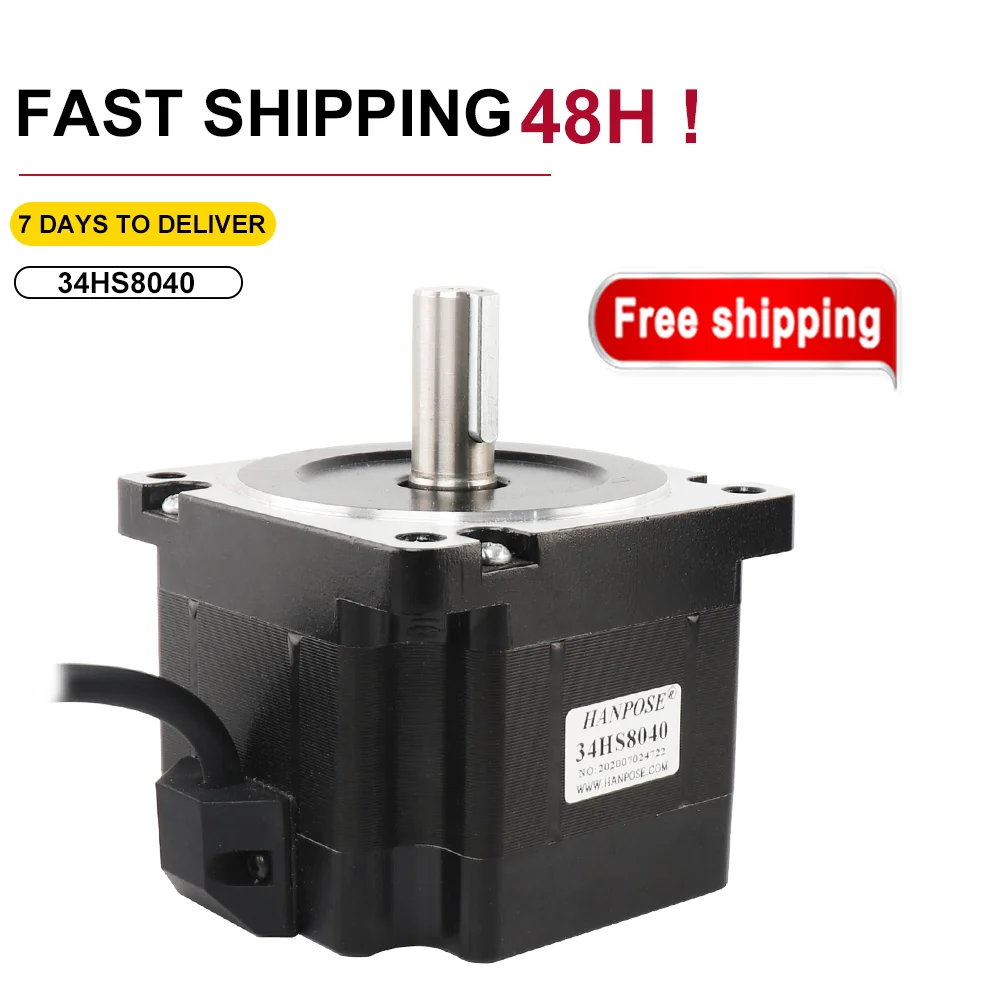 

High torque 34HS8040 NEMA34 stepper motor 86X80MM 4.0N.m Large motor low noise 86 stepping motor 4.0A for CNC engraving machine