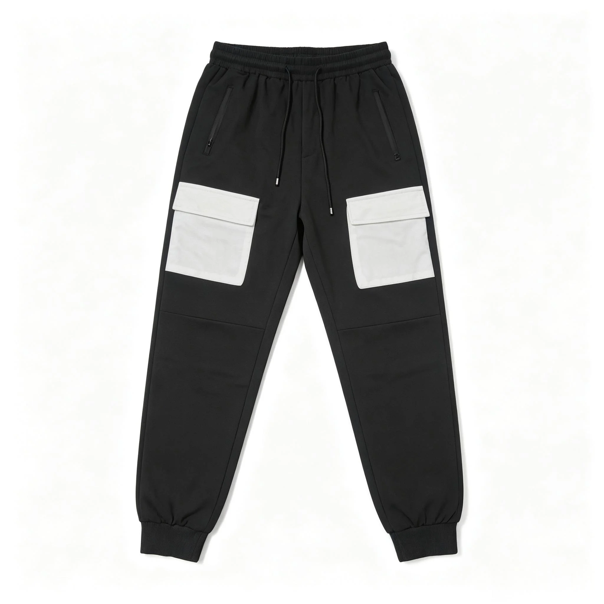 Color Block Men 2 Piece Tracksuit Zip‑Up Hooded Jacket Cargo Jogger Pants Loose Casual Sports Matching Outfit Set view 5