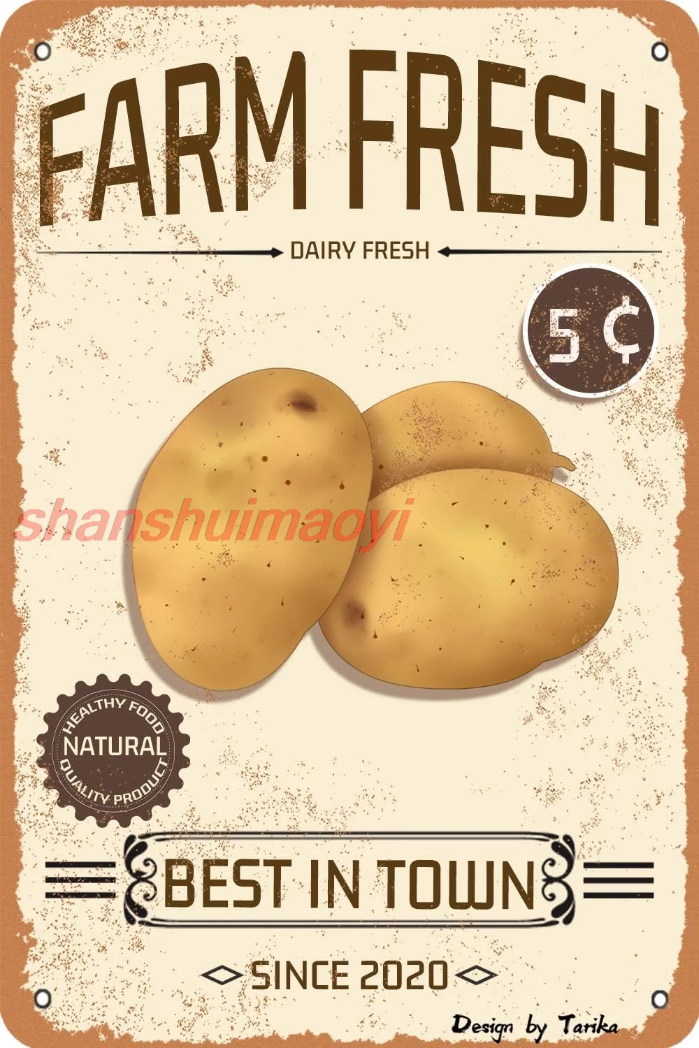 Farm Fresh Potato Metal Signs Farmhouse Dedcor Dairy Fresh Tin Poster Farm Decor Kitchen Wall Decoration Plaque 8x12 Inches HAI