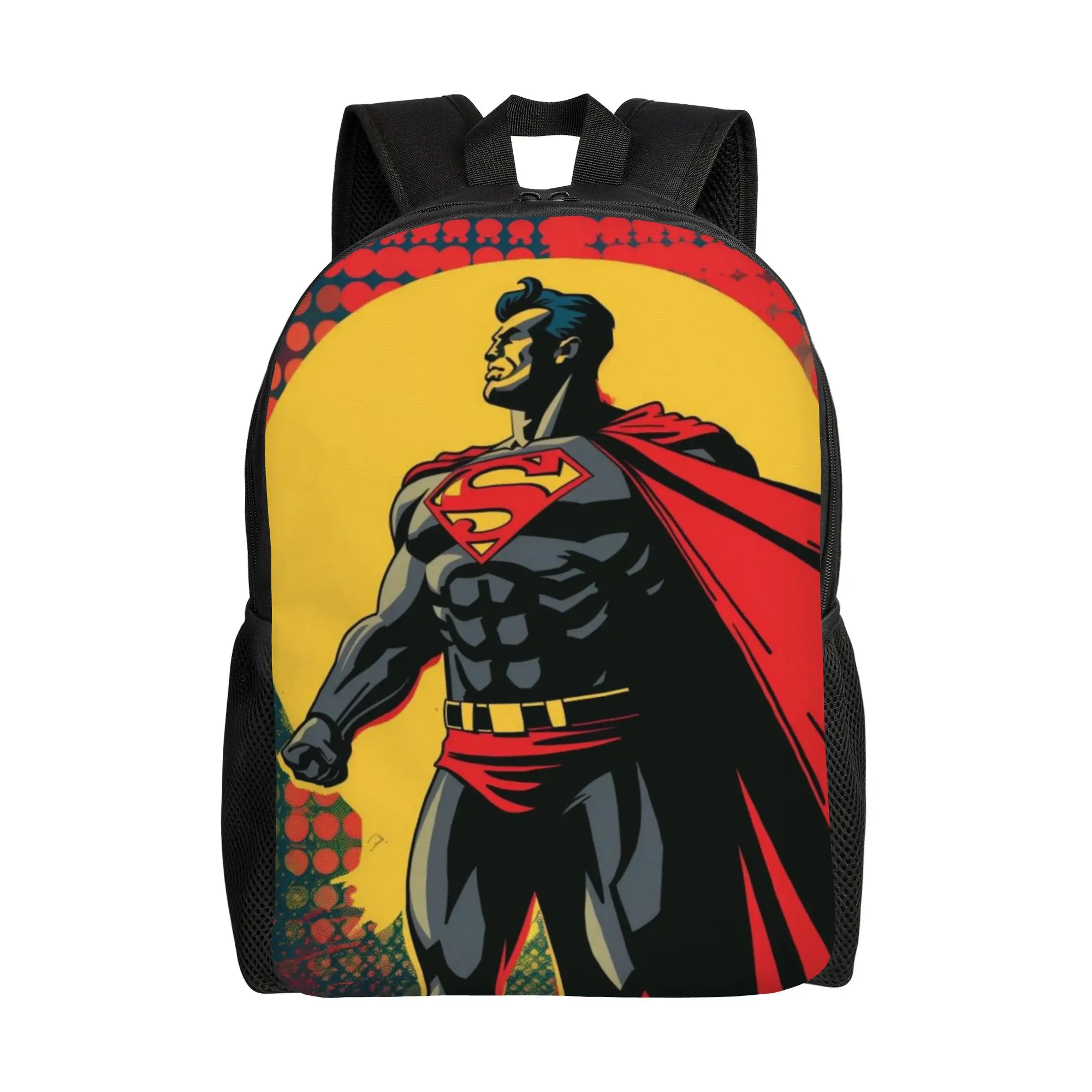Back to school season Large Capacity Superman Red Cape Hero Standing Art Rucksack  Female Backpack