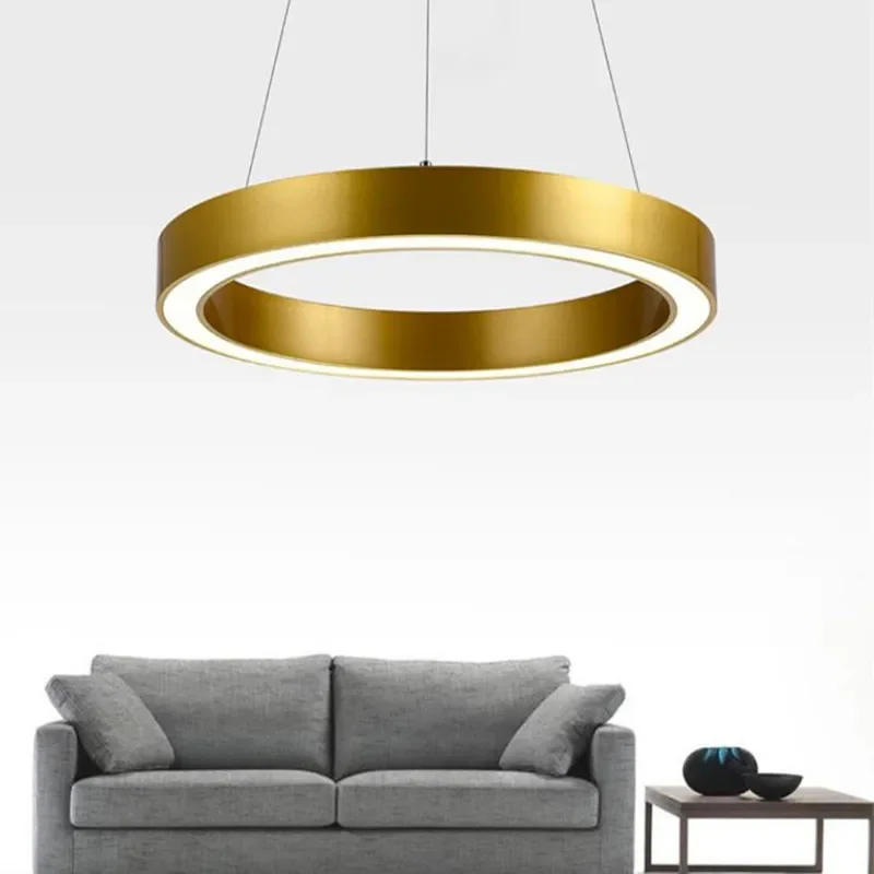 

Modern Nordic Gold Ring Restaurant LED Pendant Lights Circle Suspension Luminaire Dining Room / Kitchen