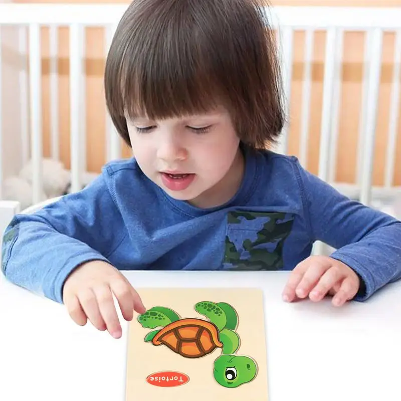 Animal Puzzles For Kids Wood Jigsaw Colorful Animal Block Puzzle Puzzle Games Educational Fun Early Development For Boys Girls