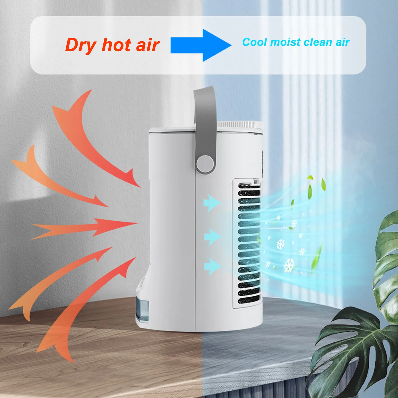 Portable Air Conditioner Personal USB Evaporative Air Cooler Adjustable Wind Speeds Desktop Cooling Fan for Home Camping Office