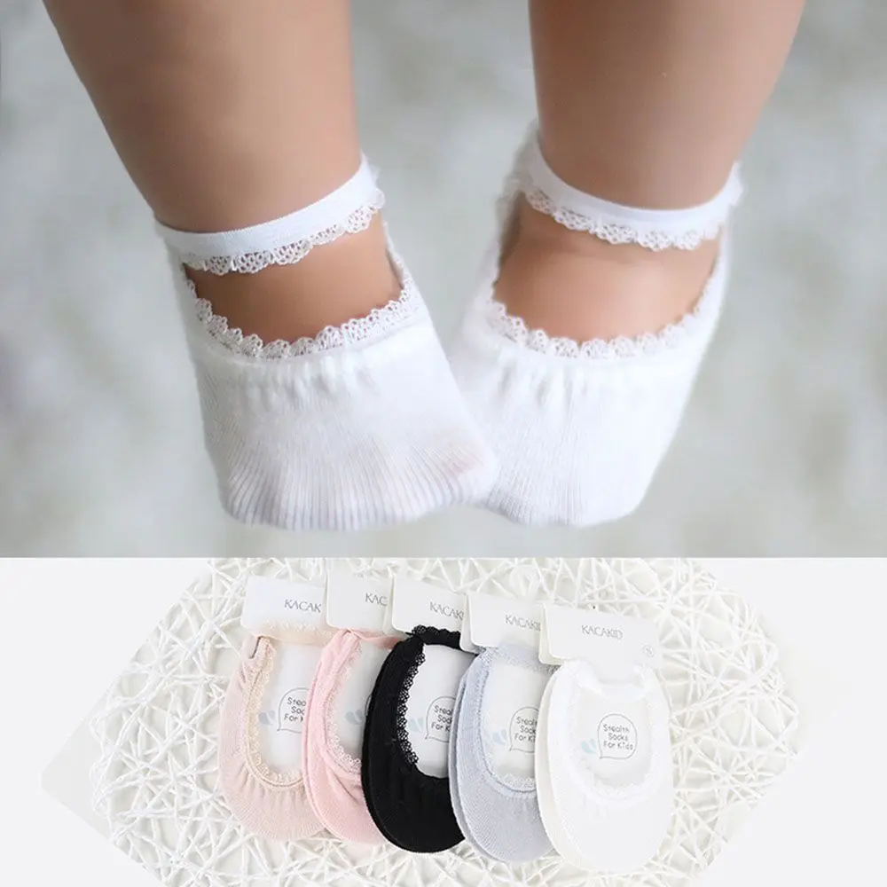 Rubber Soles Baby Girl Socks Solid Color Baby Socks Newborn Socks Summer Lace Socks