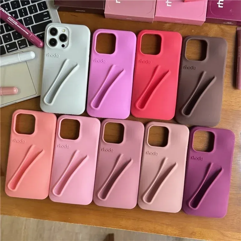 Luxury Lipstick Rhode Case for IPhone 16 15 14 13 12 11 Pro Max Plus Silicone Rubber Portable Lip Gloss Holder Ins Limited Cover